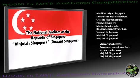 Singapore National Anthem "Majulah Singapura" INSTRUMENTAL with lyrics ...