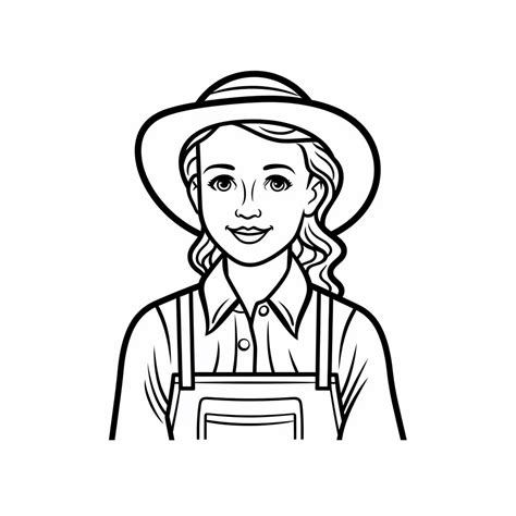 Smiling Farmer Coloring - Coloring Page