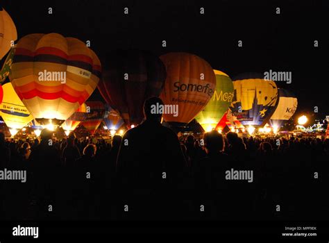 Hot Air Balloon Night Glow Stock Photo - Alamy