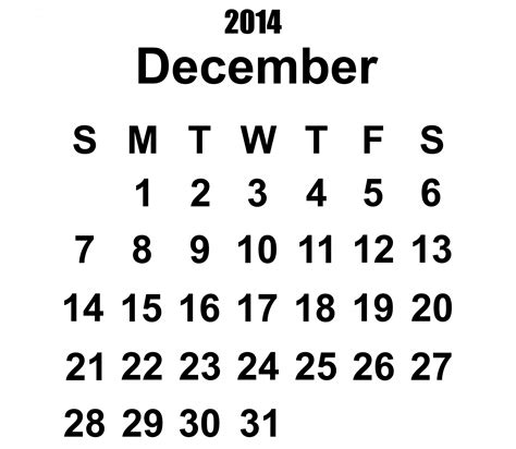 2014 Calendar December Template Free Stock Photo - Public Domain Pictures
