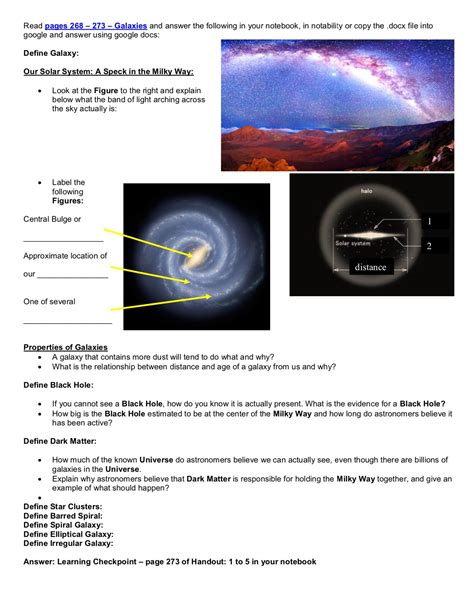 Stars And Galaxies Worksheet