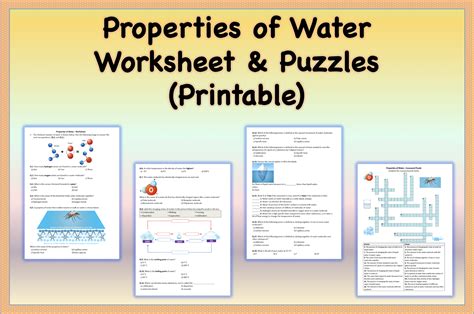 Properties of Water - Worksheet & Puzzles (Printable) | Teaching Resources