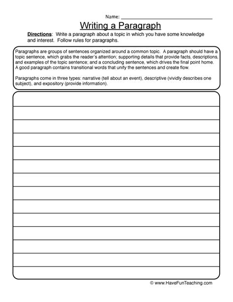 Writing Paragraphs Worksheet - Printable Worksheets