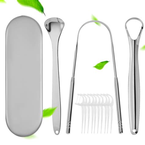 Tongue Scraper (Variety 4 Pack), Reduce Bad Breath (Medical Grade),3 Stainless Steel Tongue ...