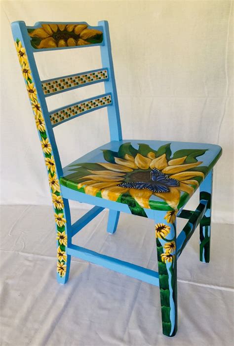 Custom Hand Painted Sunflower Garden Student Chair | Etsy in 2021 | Painted wood chairs, Hand ...