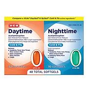 H-E-B Daytime + Nighttime Acetaminophen Cold & Flu Softgels - Shop ...