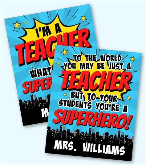 Superhero Teacher Appreciation Free Printables