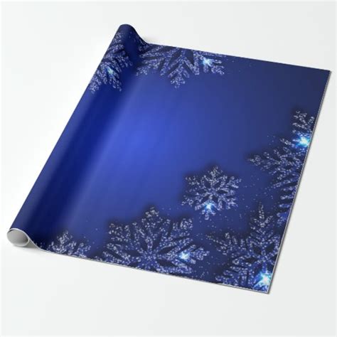 Elegant Blue Snowflake Holiday Wrapping Paper | Zazzle.com