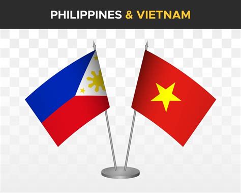 Premium Vector | Philippines vs vietnam desk flags mockup isolated 3d vector illustration table ...