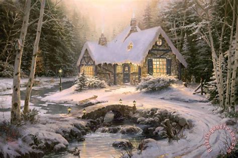 Thomas Kinkade Winter Light Cottage painting - Winter Light Cottage print for sale
