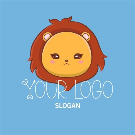 Premium Vector | Cute baby lion logo design vector