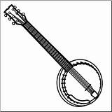 Banjo Clip Clipart Instrument Instruments Musical String Music Line  sketch template