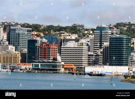 Wellington city skyline and Queens Quay in the north island of New ...