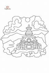 Monastery Coloring Pages Sketch Page sketch template