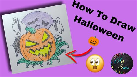 Halloween Pumpkin Drawing | Halloween Ghost Drawing | Drawing Tutorial ...