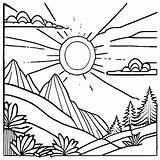 Coloring Pages Sunrise In The Mountains · Creative Fabrica sketch template