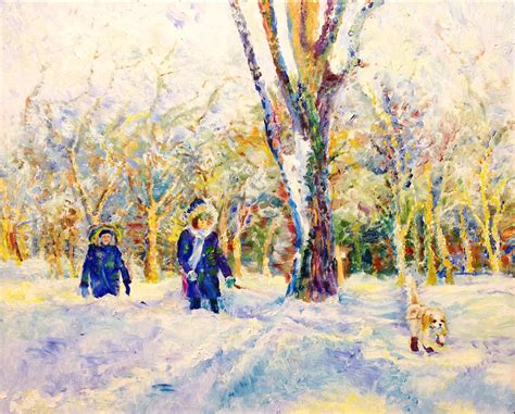 Winter day in Assiniboine Park Painting by Helen Winnipeg - Fine Art America