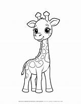 Baby Giraffe Coloring Page  Printable Cute Animal For Kids sketch template