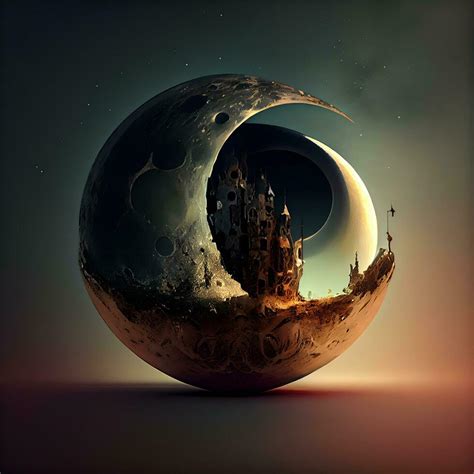 Fantasy castle on the moon. 3D illustration. Elements for design., Ai ...