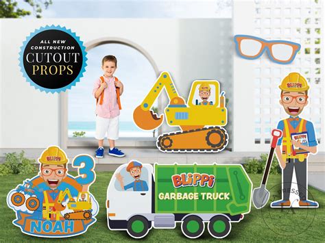 Blippi Construction Theme Party Cutouts Blippi Excavator - Etsy in 2022 ...