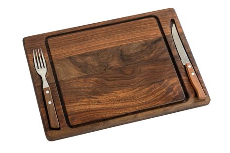 Wooden steak serving board with cutlery 360x260x20 mm. - MTM WOOD LLC ...
