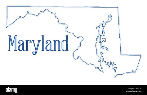 Outline map of the state of Maryland Stock Photo - Alamy