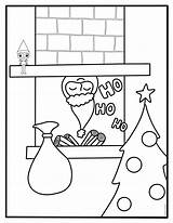 Santa Chimney Coloring Page  Etsy sketch template