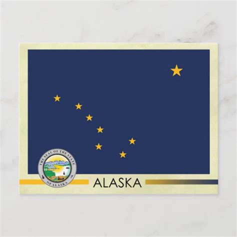 Alaska State Flag and Seal Postcard | Zazzle