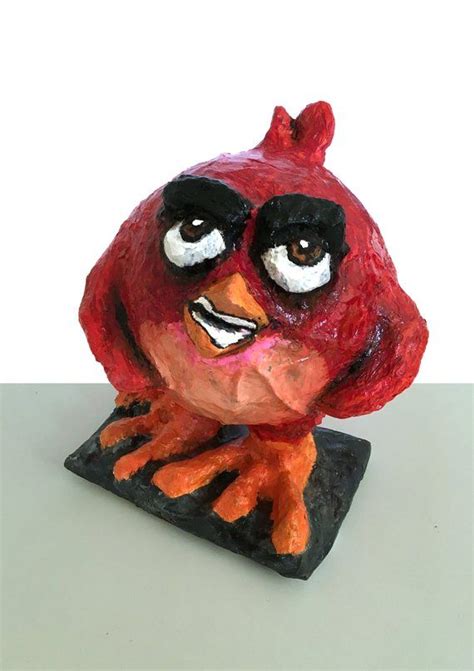 Red #angrybirds Paper mache sculpture by MorganaCorner on #etsy #etsyshop #etsyseller #etsygifts ...