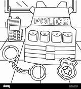 Police Officer Equipment Coloring Page For Kids Stock Vector Image  sketch template
