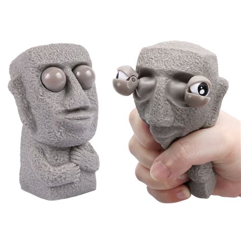 Buy Moai Squeeze Toys,Eye Popping Stress Relief Hand Fidget Sensory Toy,Rock Man with Pop Out ...