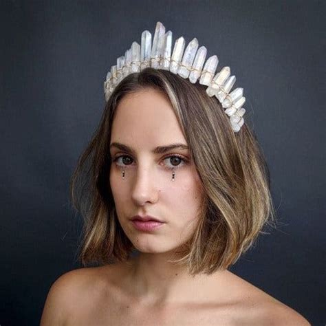 white mystic quartz crystal crown Gold Headband, Crown Headband, Bridal Headband, Headbands ...