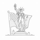 Liberty Statue With United States Flag Coloring Page  Pages sketch template