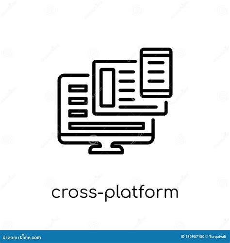 Cross-platform Icon. Trendy Modern Flat Linear Vector Cross-platform Icon on White Background ...