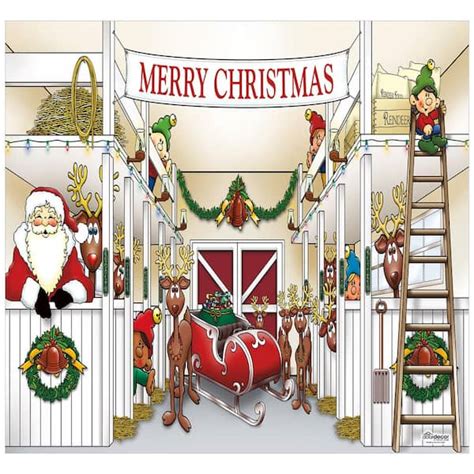 My Door Decor 7 ft. x 8 ft. Santa's Reindeer Barn Holiday Garage Door ...