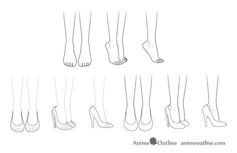 How to Draw Anime Shoes Step by Step - AnimeOutline | Desenhos de sapatos, Referência de mão ...