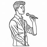 Coloring Page Young Male Singer With Microphone · Creative Fabrica sketch template