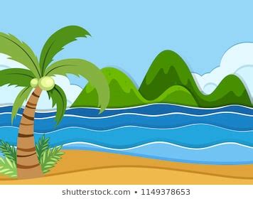 Summer Beach Landscape Illustration Stock Vector (Royalty Free) 1149378653 | Shutterstock