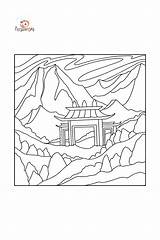 Monastery Coloring Pages Sketch Page sketch template
