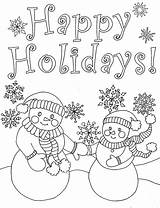Happy Holidays Snowmen coloring Page  Download Print Or Color Online sketch template