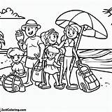 Family Vacation On Summertime At The Beach Coloring Page  For sketch template