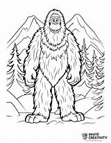 Bigfoot Sasquatch Yeti Sketch Coloring Page sketch template