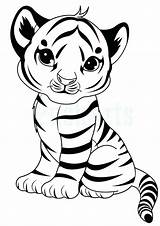 Cute Cartoon Tiger Coloring Pages sketch template