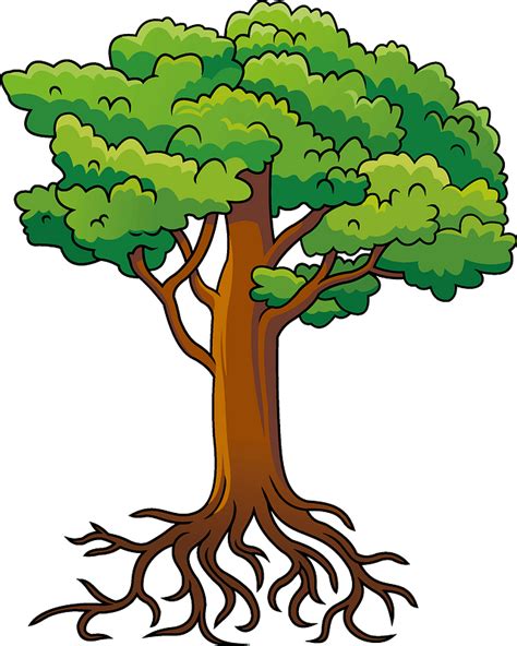 Tree with roots clipart. Free download transparent .PNG | Creazilla