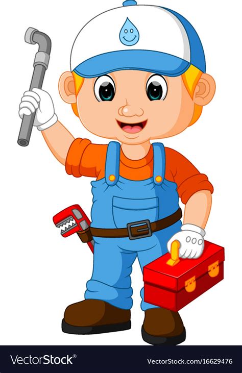 Cartoon cute plumber boy Royalty Free Vector Image