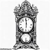Grandfather Clock Design Coloring Pages  For Kids – Smart sketch template