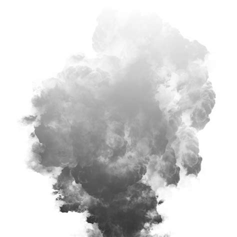 Black smoke rising up effect isolated on transparent background for compositing and manipulation ...