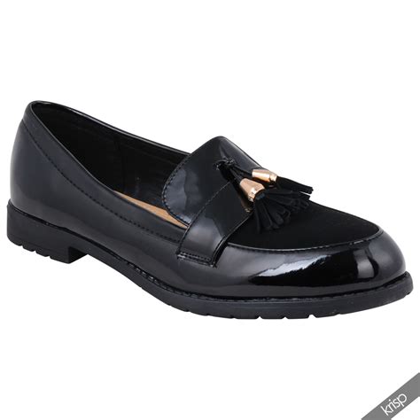 Womens Suede Patent Leather Penny Loafers Casual Office Fringe Tassel ...