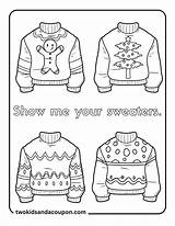 7 Free Cute Christmas Ugly Sweater Coloring Pages sketch template