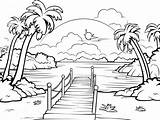 Tropical Island Coloring Page For Kids  Free Printable sketch template